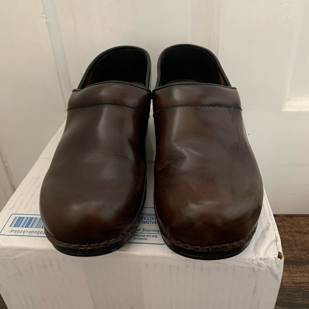 Dansko brown leather clogs